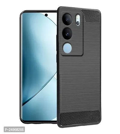 Stylish Silicon Back Cover Compatible For Vivo V29 5G -Black-thumb0