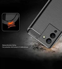 RRTBZ Carbon Fiber Hybrid Armor TPU Back Case Cover Compatible for Infinix Note 12 Turbo -Black-thumb2