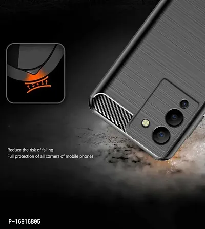 RRTBZ Carbon Fiber Hybrid Armor TPU Back Case Cover Compatible for Infinix Note 12 Turbo -Black-thumb3