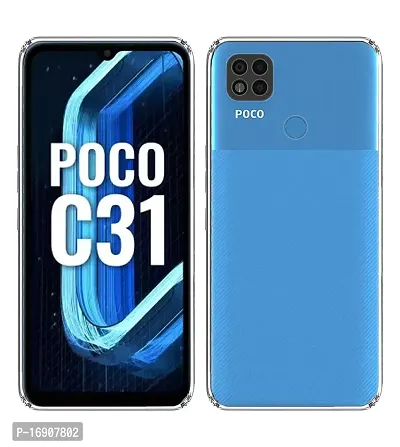 RRTBZ Soft Flexible Silicone Transparent Back Cover Compatible for Poco C31 / Redmi 9 Activ-thumb2