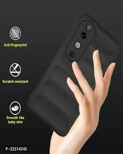 Vivo V40 V40 Pro T3 Ultra Matte Soft Case Liquid Silicon Wave Case with Camera Protection Compatible for Vivo V40 5G V40 Pro 5G T3 Ultra 5G with Earphone Black-thumb3