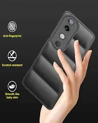 Vivo V40 V40 Pro T3 Ultra Matte Soft Case Liquid Silicon Puff Case with Camera Protection Compatible for Vivo V40 5G V40 Pro 5G T3 Ultra 5G with Data Cable Black-thumb2