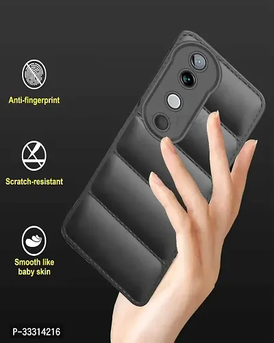 Vivo V40 V40 Pro T3 Ultra Matte Soft Case Liquid Silicon Puff Case with Camera Protection Compatible for Vivo V40 5G V40 Pro 5G T3 Ultra 5G with Data Cable Black-thumb3