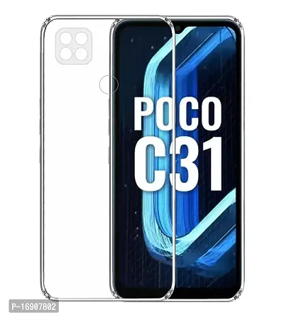 RRTBZ Soft Flexible Silicone Transparent Back Cover Compatible for Poco C31 / Redmi 9 Activ-thumb0