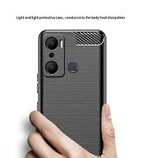 RRTBZ Carbon Fiber Shock Proof TPU Back Case Cover Compatible for Infinix Hot 20 Play -Black-thumb4