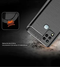 RRTBZ Carbon Fiber Armor Shock Proof TPU Back Case Cover Compatible for Infinix Hot 12 -Black-thumb2