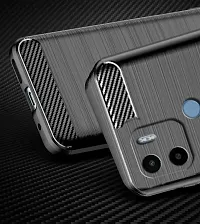 RRTBZ Carbon Fiber Hybrid Shockproof TPU Back Case Cover Compatible for Poco C50 -Black-thumb4