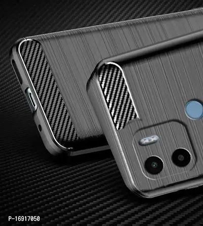 RRTBZ Carbon Fiber Hybrid Shockproof TPU Back Case Cover Compatible for Poco C50 -Black-thumb5