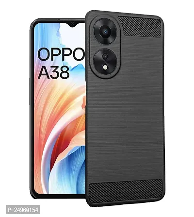 Stylish Silicon Back Cover Compatible For Oppo A38 4G -Black-thumb0