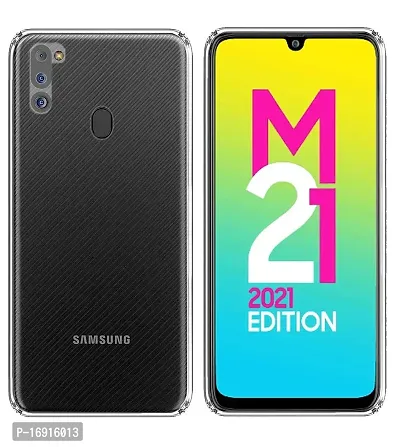 RRTBZ Soft Flexible Silicone Back Cover Compatible for Samsung Galaxy M21 2021, Transparent Case-thumb2