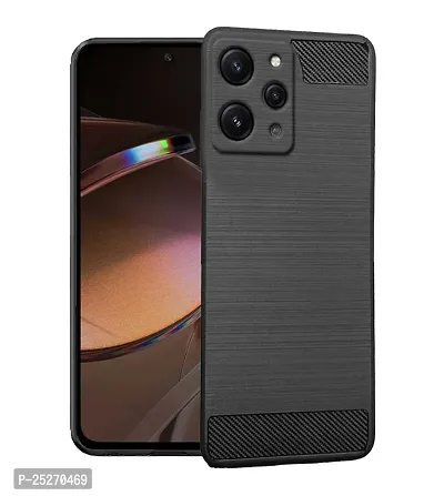 Rrtbz Soft Armor Back Case Compatible For Redmi 12 5G / Redmi 12 4G / Poco M6 Pro 5G -Black