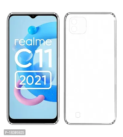 RRTBZ Transparent Soft Silicone TPU Flexible Back Cover Compatible for Realme C11 2021 with OTG Adapter and Data Cable-thumb2