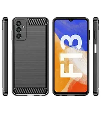 RRTBZ Carbon Fiber Hybrid Armor TPU Back Case Cover Compatible for Samsung Galaxy F13 -Black-thumb1