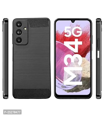 Rrtbz Soft Armor Back Case Compatible For Samsung Galaxy M34 5G -Black-thumb2