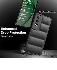 Oppo K12x Matte Soft Case Liquid Silicon Puff Case with Camera Protection Compatible for Oppo K12x 5G with Earphone and Screen Guard Black-thumb2