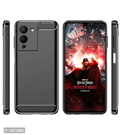 RRTBZ Carbon Fiber Hybrid Armor TPU Back Case Cover Compatible for Infinix Note 12 Turbo -Black-thumb2