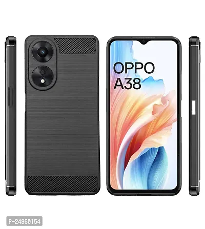 Stylish Silicon Back Cover Compatible For Oppo A38 4G -Black-thumb2