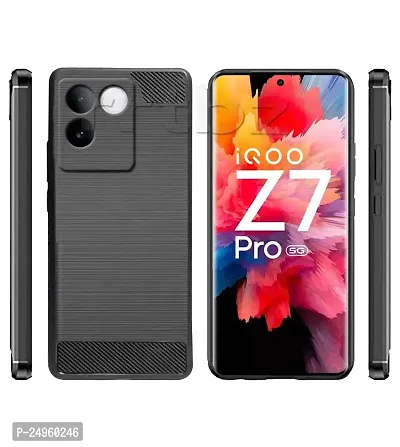 Stylish Silicon Back Cover Compatible For Iqoo Z7 Pro 5G / Vivo T2 Pro 5G -Black-thumb2