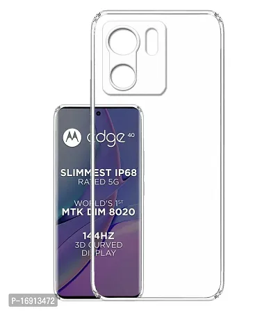 RRTBZ Soft Flexible Back Case Cover Compatible for Motorola Edge 40 (Transparent TPU)