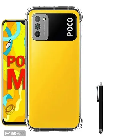 RRTBZ Transparent Soft Silicone TPU Flexible Back Cover Compatible for Xiaomi Poco M3 / Poco M3 with Stylus