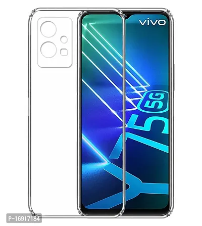 RRTBZ Soft Flexible Silicone Transparent Back Cover Compatible for Vivo Y75 5G