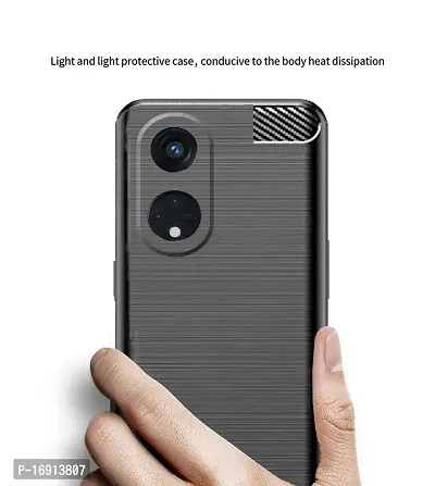 RRTBZ Soft Silicon Armor Back Case Cover Compatible for Reno 8T / Reno8 T 5G (Carbon Armor)-thumb3