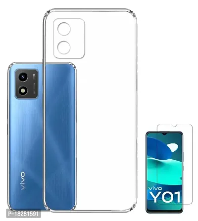 RRTBZ Transparent Soft Silicone TPU Flexible Back Cover Compatible for Vivo Y01 / Vivo Y15s with Screen Guard