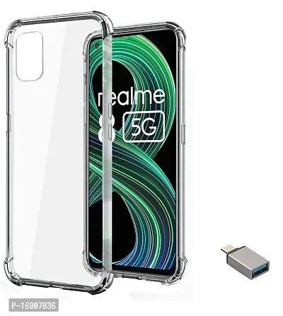 RRTBZ Transparent Soft Silicone TPU Flexible Back Cover Compatible for Realme 8 5G with OTG Adapter