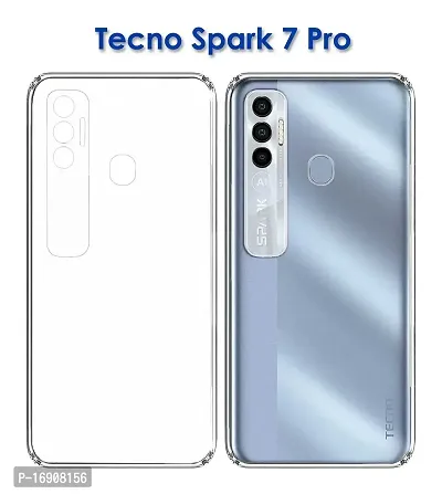 RRTBZ Transparent Soft Silicone TPU Flexible Back Cover Compatible for Tecno Spark 7 Pro / Spark7 Pro-thumb2