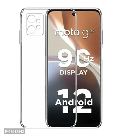 RRTBZ Soft Flexible Silicone Transparent Back Cover Compatible for Motorola Moto G32-thumb0