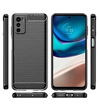 RRTBZ Carbon Fiber Hybrid Armor Shock Proof TPU Back Case Cover Compatible for Motorola Moto G42 -Black-thumb1