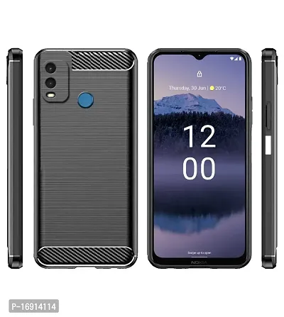 RRTBZ Carbon Fiber TPU Back Case Cover Compatible for Nokia G11 Plus -Black-thumb2