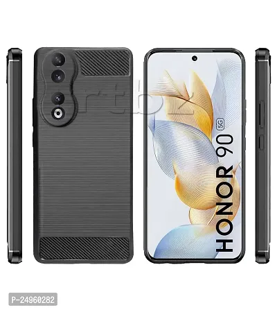 Stylish Silicon Back Cover Compatible For Honor 90 5G -Black-thumb2