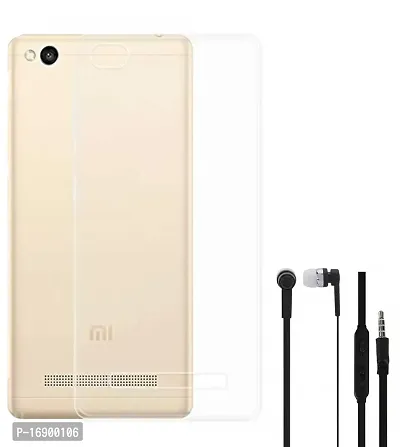 RRTBZ Transparent Silicon Soft TPU Slim Back Case Cover Compatible for Xiaomi Redmi 4A with Earphone