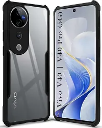 Vivo V40 V40 Pro T3 Ultra Camera Protection Shockproof Clear Back Eagle Back Case Cover PC TPU Compatible for Vivo V40 5G V40 Pro 5G T3 Ultra 5G with UV Tempered Screen Guard Black-thumb1