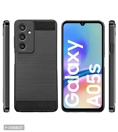 Stylish Silicon Back Cover Compatible For Samsung Galaxy A05S -Black-thumb2