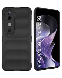 Vivo V40 V40 Pro T3 Ultra Soft Case Liquid Silicon Wave Case with Camera Protection Compatible for Vivo V40 5G V40 Pro 5G T3 Ultra 5G with UV Tempered Glass Screen Guard Black-thumb1