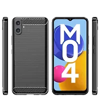 RRTBZ Carbon Fiber Hybrid Armor Shockproof TPU Back Case Cover Compatible for Samsung Galaxy M04/A04 -Black-thumb1