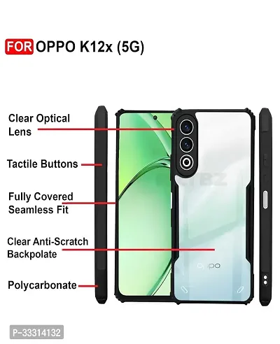 Oppo K12x 5G Camera Protection Shockproof Clear Back Bumper Eagle Back Case Cover PC TPU Compatible for Oppo K12x 5G with Stylus Pen and Screen Guard Black-thumb2