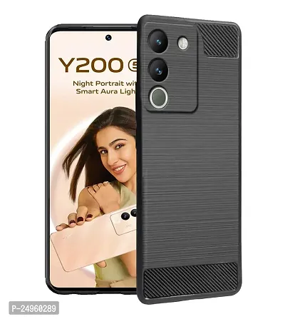 Stylish Silicon Back Cover Compatible For Vivo Y200 5G -Black-thumb0