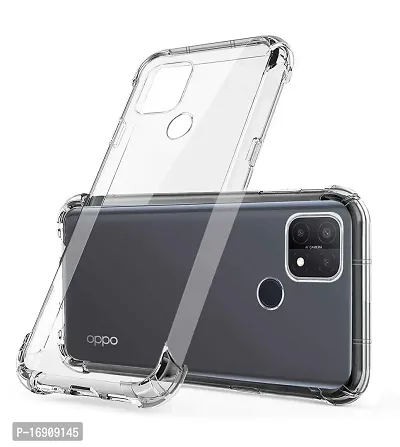 RRTBZ Back Cover Case Compatible for Oppo A15 Soft Silicone TPU Flexible Back Cover Compatible for Oppo A15 (Transparent) with Screen Guard-thumb2