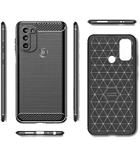 RRTBZ Carbon Fiber Hybrid Armor Shock Proof TPU Back Case Cover Compatible for Motorola Moto G71 5G -Black-thumb1