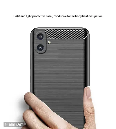 RRTBZ Carbon Fiber Armor Shock Proof TPU Back Case Cover Compatible for Samsung Galaxy M04/A04 with Screen Guard -Black-thumb4