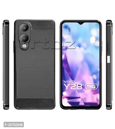 Classic Soft Armor Back Case Compatible For Vivo Y28 5G , Black-thumb2