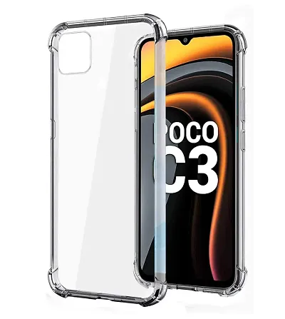 RRTBZ Soft Silicone Flexible Side Transparent Back Cover Compatible for Xiaomi Poco C3