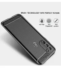 RRTBZ Carbon Fiber Hybrid Armor Shock Proof TPU Back Case Cover Compatible for Motorola Moto G71 5G -Black-thumb3