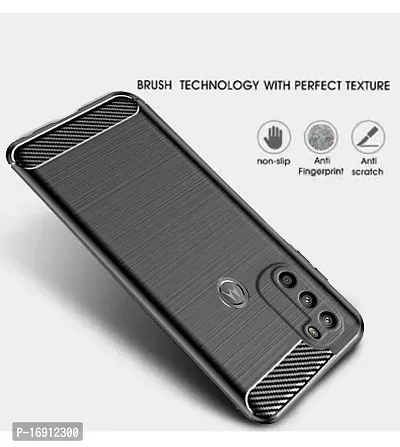 RRTBZ Carbon Fiber Hybrid Armor Shock Proof TPU Back Case Cover Compatible for Motorola Moto G71 5G -Black-thumb4