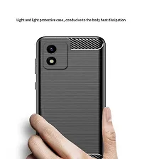 RRTBZ Carbon Fiber Shock Proof TPU Back Case Cover Compatible for Vivo Y01A /Vivo Y01 /Vivo Y15s with Screen Guard -Black-thumb3