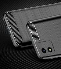 RRTBZ Carbon Fiber Shock Proof TPU Back Case Cover Compatible for Vivo Y01A /Vivo Y01 /Vivo Y15s with Screen Guard -Black-thumb4