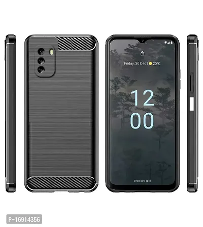 RRTBZ Carbon Fiber Shock Proof TPU Back Case Cover Compatible for Nokia G60 5G -Black-thumb2